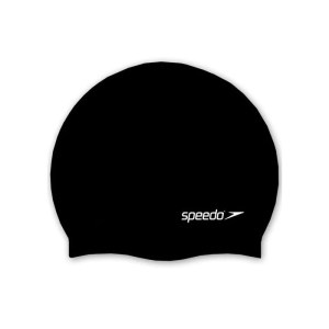 Speedo-Junior-Swimming-Swimming Caps-Swimming Equipment-Plain Flat Silicone Cap-Black